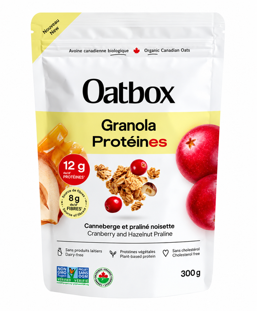 GRANOLA - PROTEINES CANNEBERGE ET PRALINE NOISETTE BIO - 300G